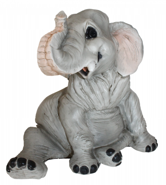 Figur Elefant Baby Elefantenfigur sitzend und lachend Tierfigur Kollektion Castagna Resin H 19 cm