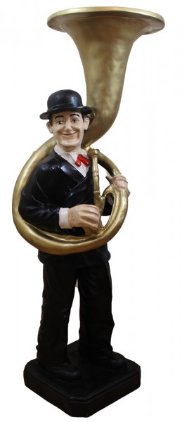 Deko Figur Komiker Doof mit Tuba H 95 cm Dekofigur Musiker Stan Laurel aus Kunstharz