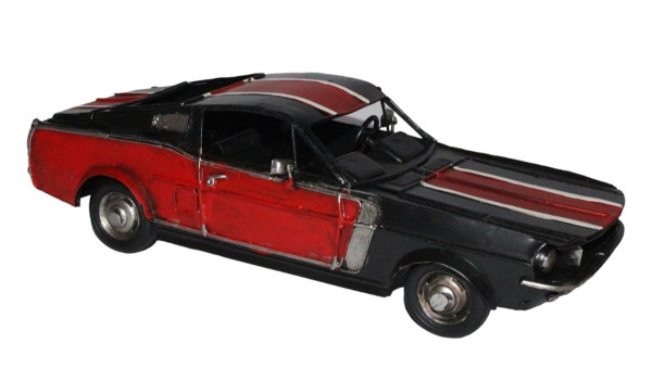 Blechauto Nostalgie Muscle Car in rot und schwarz Oldtimer Auto Modellauto L 32 cm aus Blech