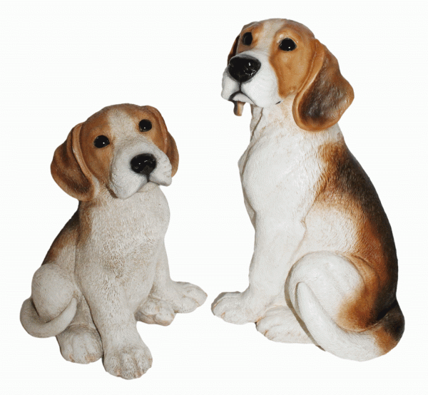 Deko Figur Hunde britische Beagle Welpen und Mutter Kollektion Castagna aus Resin H 24-31 cm