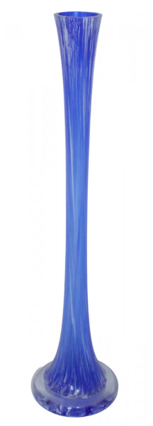 Glasvase H 41 cm schmale Blumenvase in blau mit weißem Muster Vase aus Glas