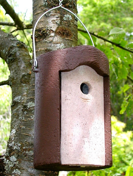Naturschutzprodukt Nisthöhle Typ 1B Flugloch 26 mm braun Nisthilfe aus Holzbeton für Kleinmeisen