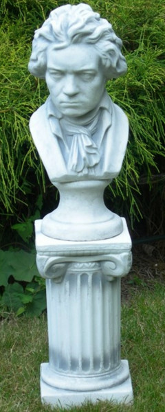 Beton Figuren Skulpturen Büste Statue Komponist Ludwig van Beethoven auf ionischer Säule H 76 cm Dek