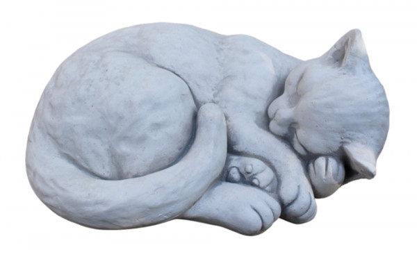 Beton Figur Katze liegend und schlafend L 38 cm Betondeko Dekofigur und Gartenfigur