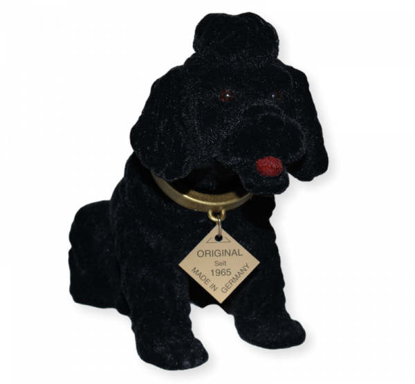 Wackel Figur Hund Pudel Wackelfigur H 13 cm schwarz klein Dekofigur mit Wackelkopf