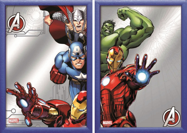 Set: 2 Spiegelbilder Avengers Marvel Film Deko Bild 20x30 cm Wandbilder Hinterglasdruck mit Rahmen