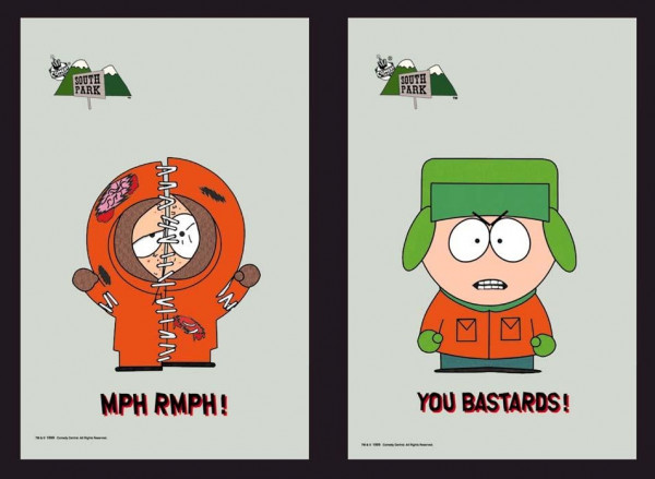 Set: 2 Spiegelbilder South Park 20x30 cm Deko Bild Wandbilder Bedruckter Spiegel Hinterglasdruck