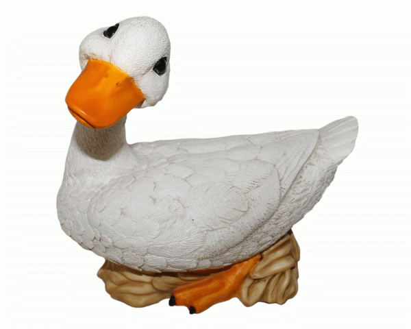 Deko Figur Gans Tierfigur weiße Gänsefigur Vogel sitzend Kollektion Castagna aus Resin H 23 cm