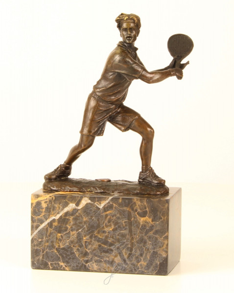 Bronzefigur Bronzeskulptur Bronze Figur Tennisspieler H 24 cm aus Bronze
