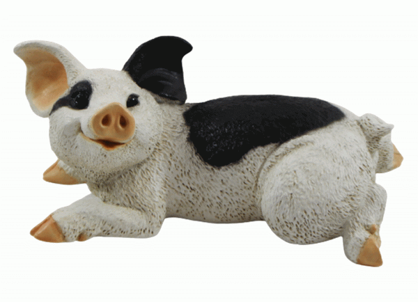 Dekofigur Tierfigur Schwein Ferkel Schweinchen gefleckt Kollektion Castagna aus Resin B 23 cm