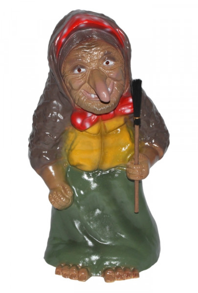 Deko Garten Figur Gartenfigur Märchen Hexe mit Besen stehend aus Kunststoff Höhe 40 cm