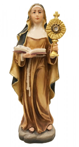 Statue Heilige Chiara von Assisi H 15 cm Heiligenfigur Holzfigur Holzstatue Holz Figur aus Ahornholz