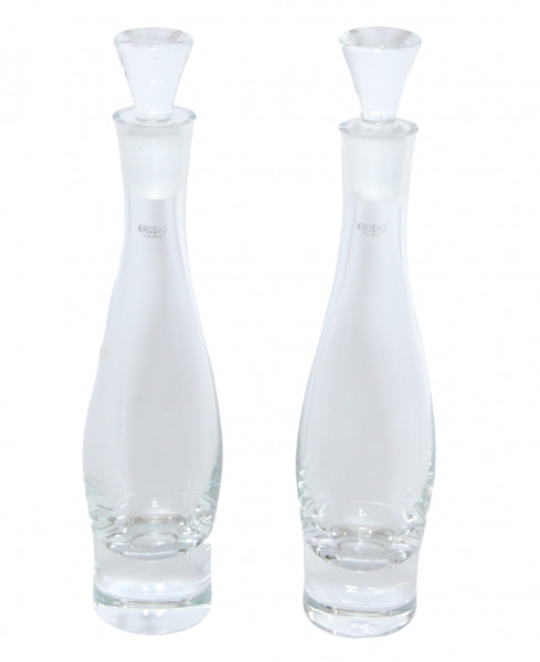 Essig- & Ölspender H 24 cm Karaffe mit Stöpsel aus Glas 2 Stück transparent