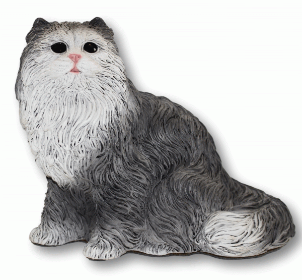 Dekofigur Persische Katze Katzenfigur Kätzchen sitzend grau Kollektion Castagna aus Resin H 24 cm