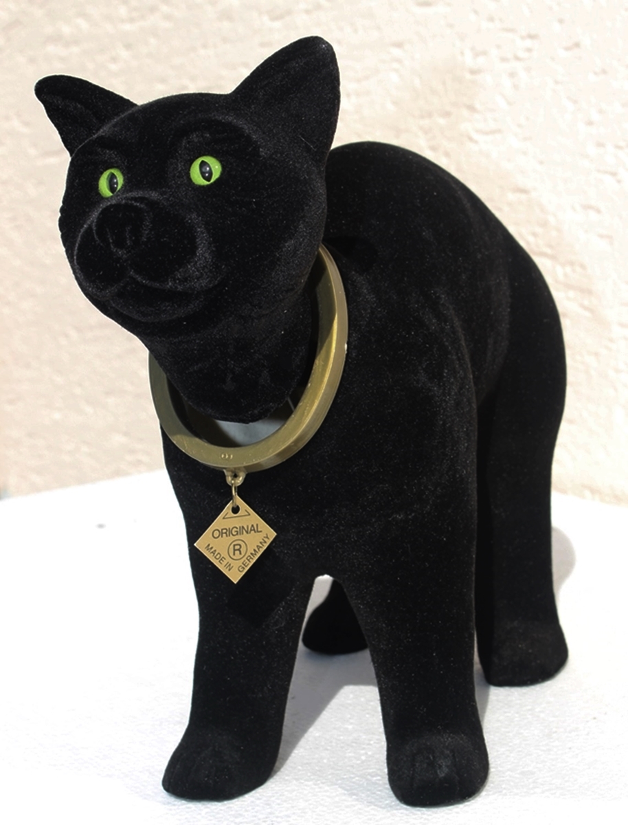 Wackel Figur Katze schwarz groß Wackelfigur H 23 cm stehend Dekofigur