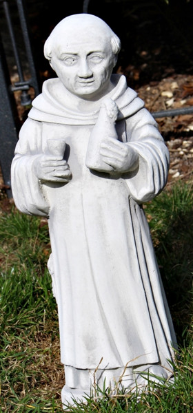 Beton Figur Mönch stehend H 40 cm mit Bierflasche Deko Skulptur