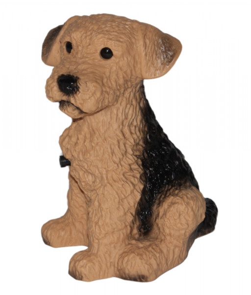 Deko Figur Hund Fox Terrier klein H 20 cm Tierfigur mit Scherzbewegungsmelder Wau-wau