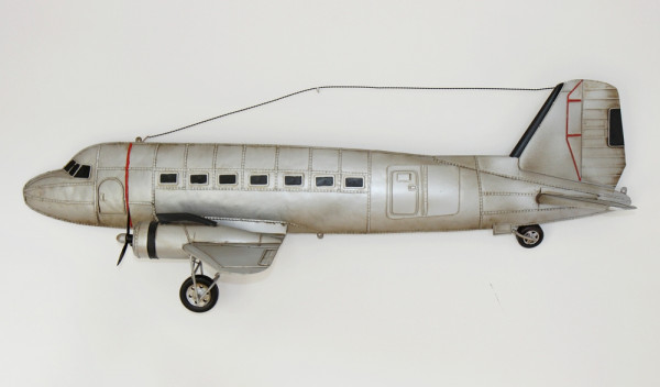 Blechflugzeug Modellflugzeug Oldtimer Douglas DC-3 Flugzeug L 98 cm Schnitt-Wandmodell aus Blech