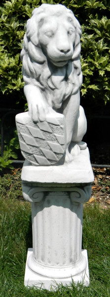 Beton Figuren Löwe Wappen rechts auf ionischer Säule H 73 cm Dekofiguren und Gartenskulpturen