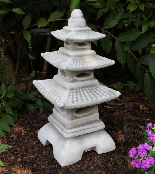 Beton Figur japanische Laterne H 47 cm Pagode Dekofigur und Gartenskulptur